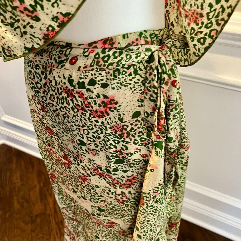 NEW Raga 2 Piece Set size S Kochi Leopard Print Tank and Wrap Skirt Green Pink - Picture 3 of 6